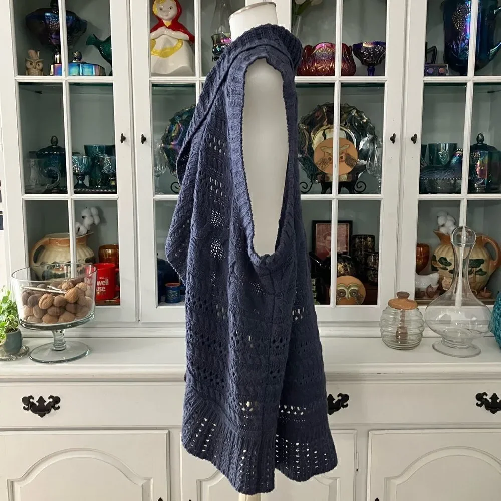 Sleeveless Cardigan Sweater Blue Sz 2X Sonoma - Picture 3 of 8